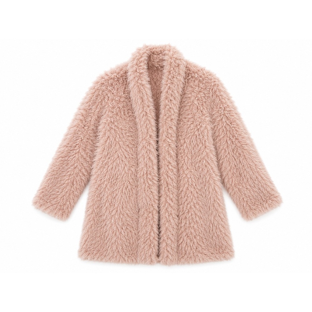 Wild Fable Pink Faux Fur Shaggy Open Front Coat Jacket XL
